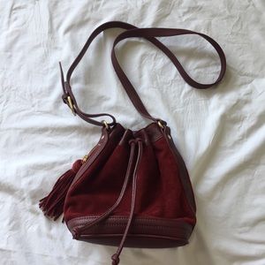 BOGO! Maroon Suede & Leather Crossbody Purse